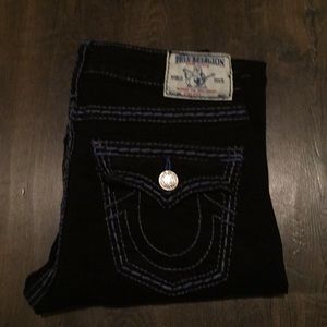Black True Religion Straight Leg Jeans